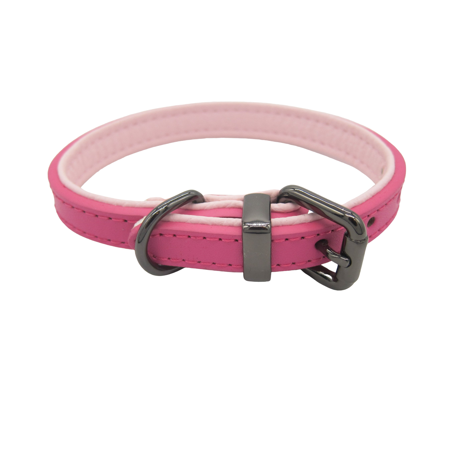 Pink leather collar in small