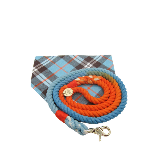 The Greenwich - Blue and Tangerine Ombre' Leash