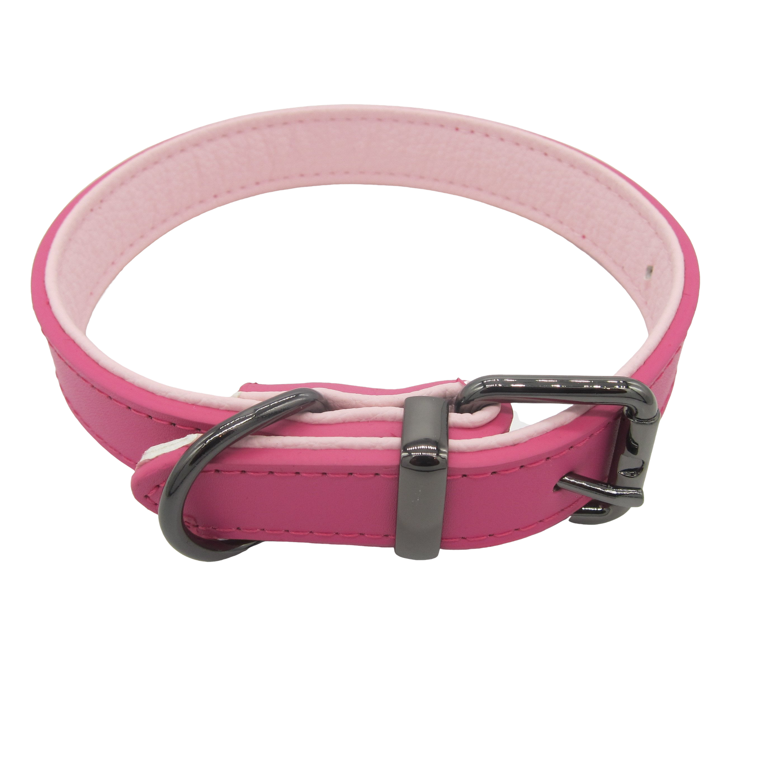 Pink leather collar in medium