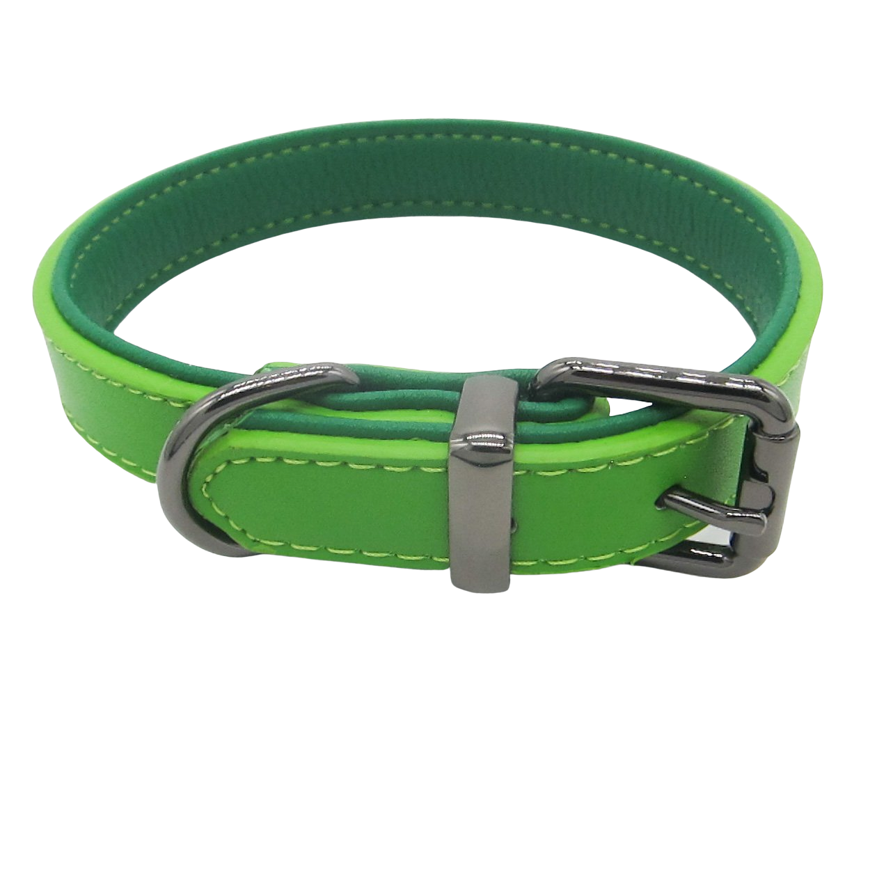 Green leather collar in medium