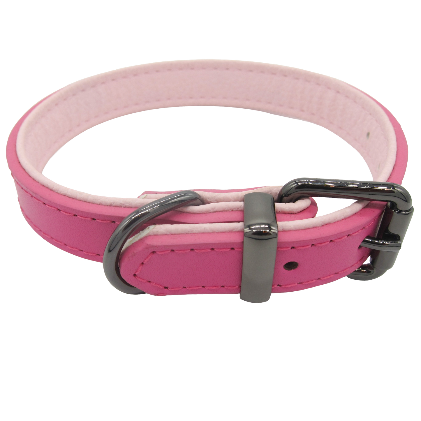 Pink leather collar in large