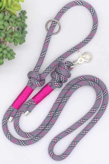 Gray Tartan - Fuchsia